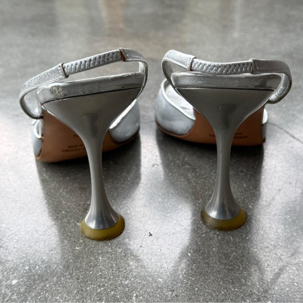 Miu Miu Silver Metallic Floral Heels - Picture 5 of 8